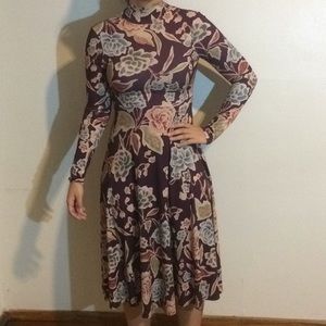Modest High Neck Floral Dress